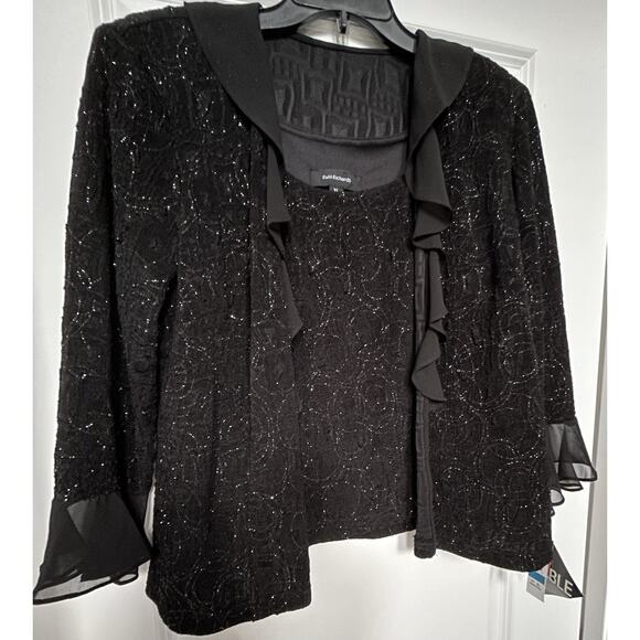 NWT- XL Black R & M Richards Mock Twin Set Women Festive Formal Or Casual Top - Picture 1 of 9